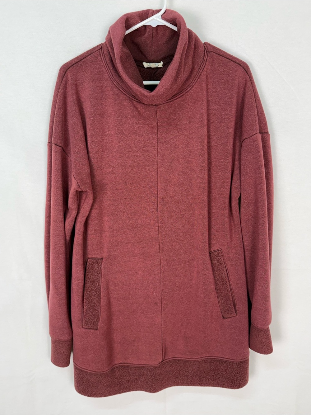 gimmicks by BKE Dusty Rose Cowl Neck Pocket Sweater